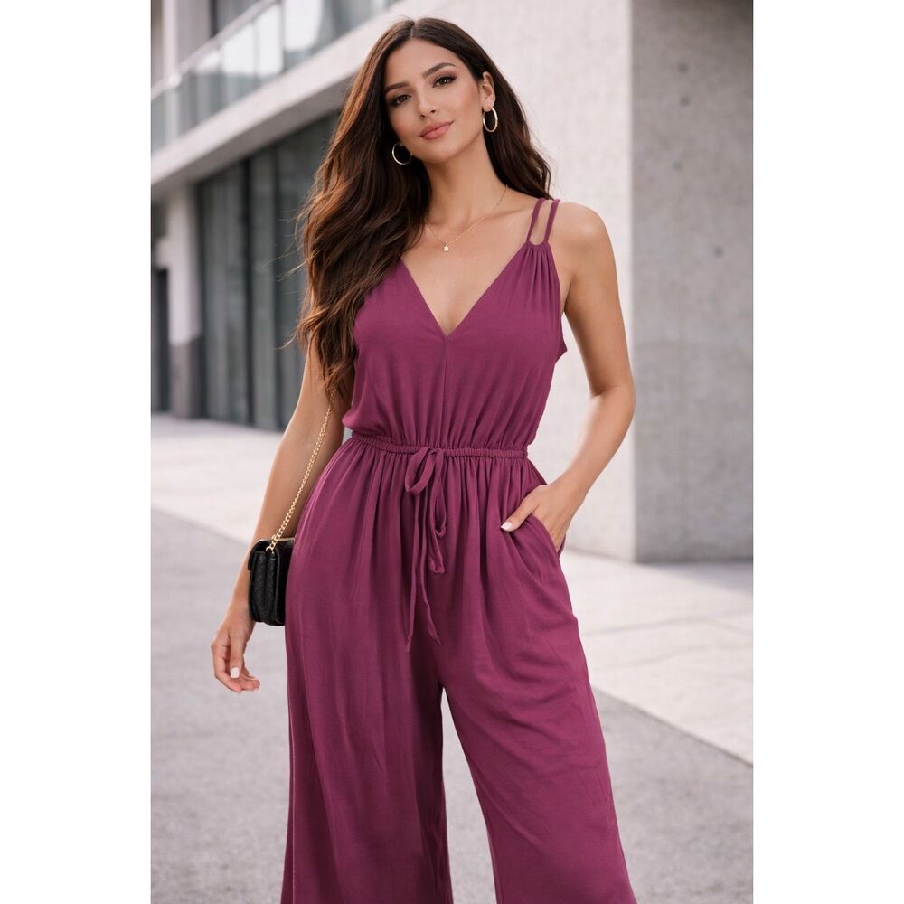 Old Navy M NWT fusha wide leg pullover knit romper